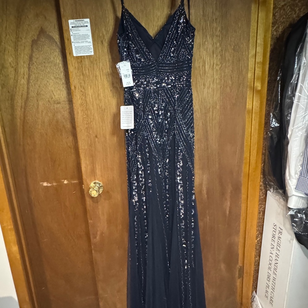 Marina navy blue sequin formal maxi dress NWT - Picture 2 of 7